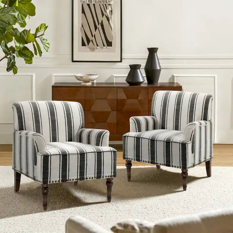 Fauteuil d'appoint rayé capitonné traditionnel Fauteuil moderne