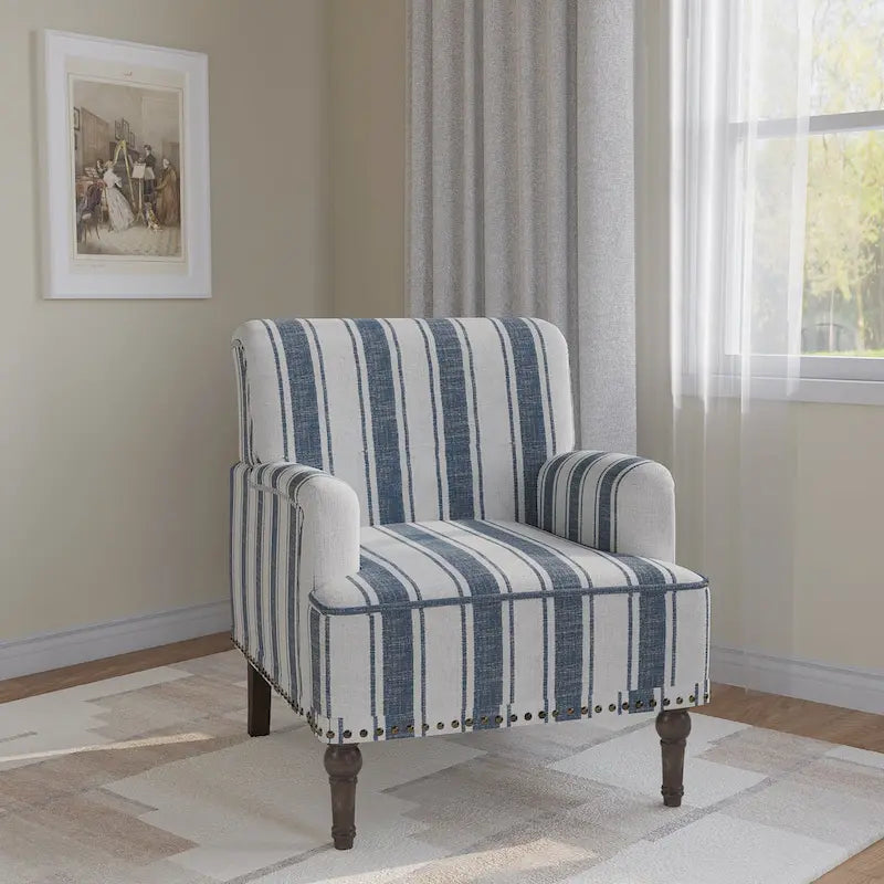 Fauteuil d'appoint rayé capitonné traditionnel Fauteuil moderne