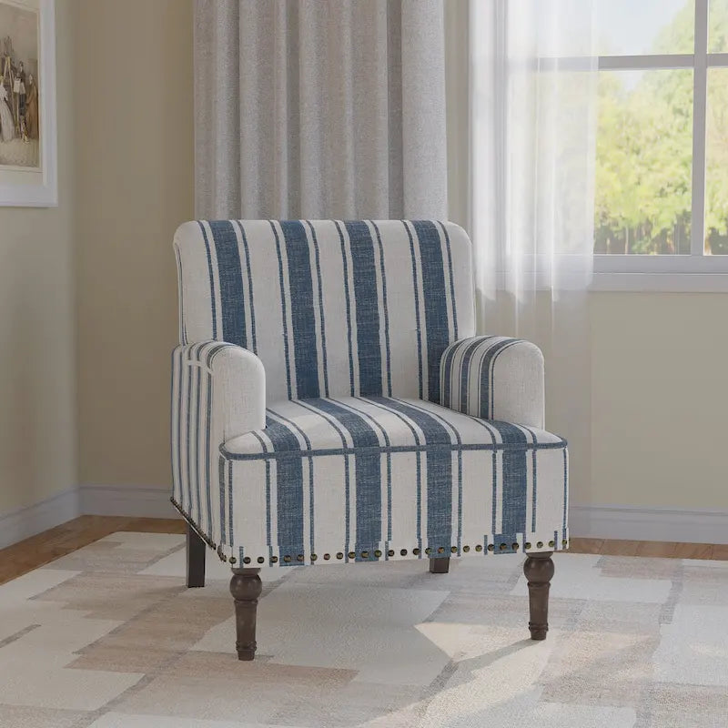 Fauteuil d'appoint rayé capitonné traditionnel Fauteuil moderne