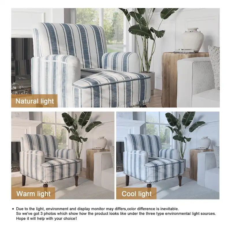 Fauteuil d'appoint rayé capitonné traditionnel Fauteuil moderne