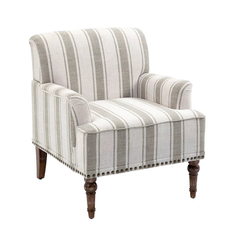 Fauteuil d'appoint rayé capitonné traditionnel Fauteuil moderne