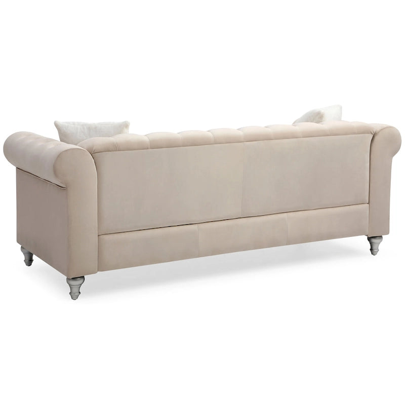 Canapé touffeté Raisa en velours microsuède