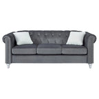 Canapé touffeté Raisa en velours microsuède