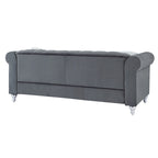 Canapé touffeté Raisa en velours microsuède