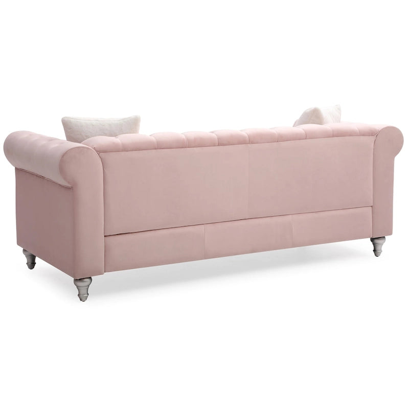 Canapé touffeté Raisa en velours microsuède
