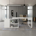 L-shaped Executive Desk With Drawer Cabinet for Home and Office Wrting