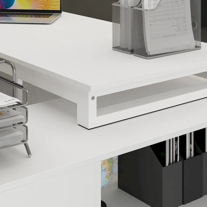 Bureau de direction en L avec caisson de rangement pour la maison et le bureau