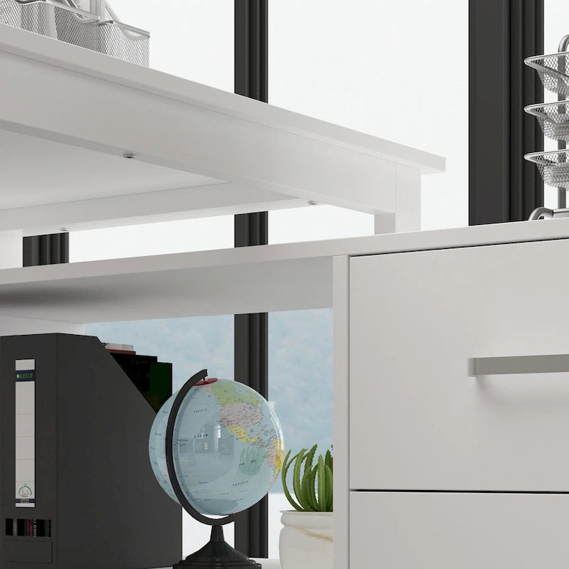Bureau de direction en L avec caisson de rangement pour la maison et le bureau