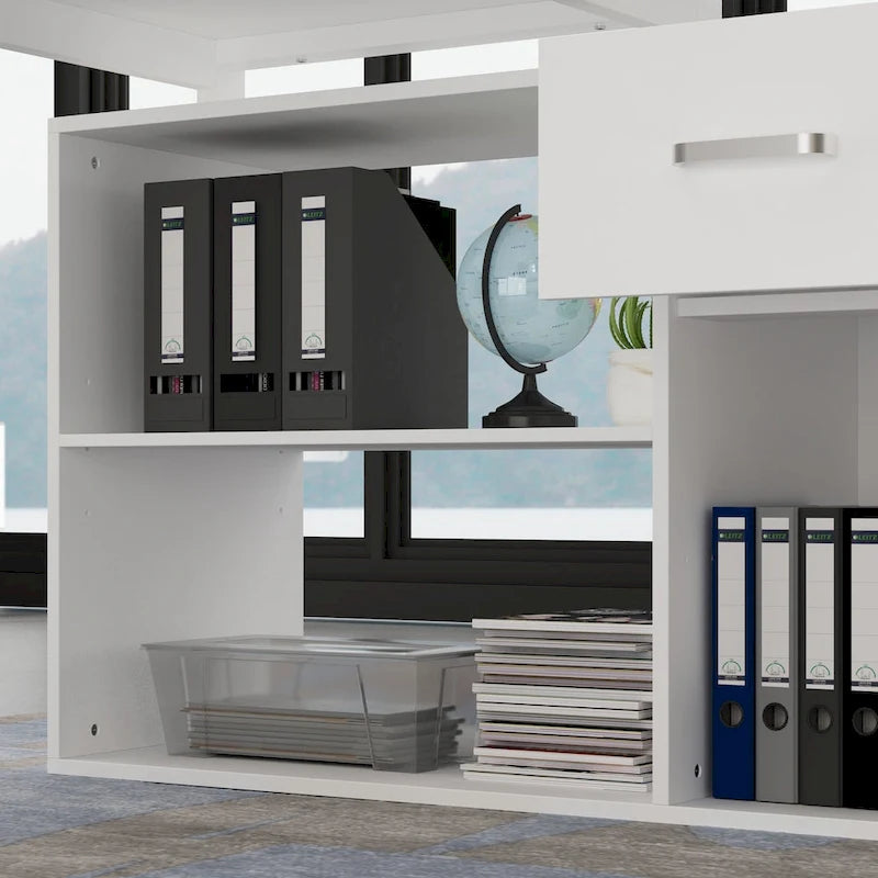 Bureau de direction en L avec caisson de rangement pour la maison et le bureau