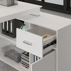 Bureau de direction en L avec caisson de rangement pour la maison et le bureau
