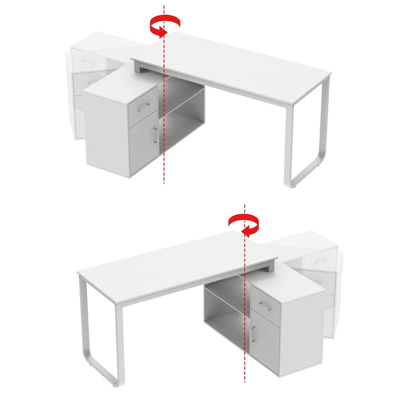 Bureau de direction en L avec caisson de rangement pour la maison et le bureau