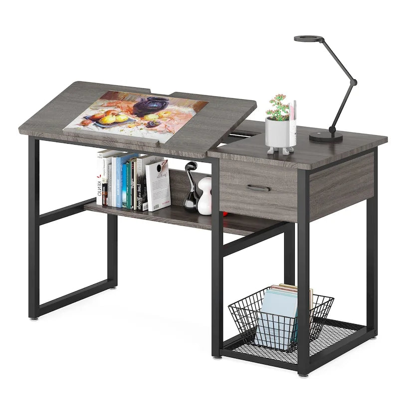 Table à Dessin, Bureau Informatique, Table d'Artiste avec Plateau Inclinable