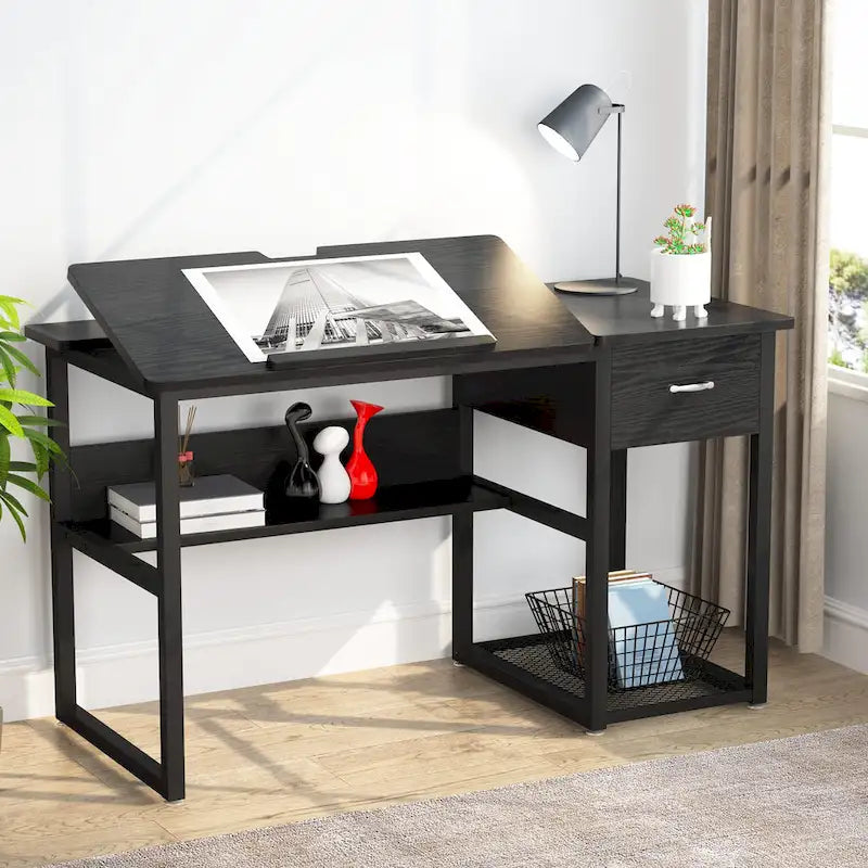 Table à Dessin, Bureau Informatique, Table d'Artiste avec Plateau Inclinable