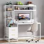Bureau rustique pour ordinateur avec tiroirs et étagère supérieure