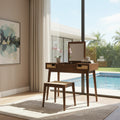 Chantal Wood 2 Cane Drawer Vanity with Stool
