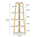 Étagère d'angle haute à 5 niveaux, étagère de salle de bain, étagère d'angle de 178 cm et bibliothèque - S.O.
