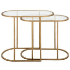 Tables gigognes en laiton brossé antique, ensemble de 2 - 24W x 22H x 12.5D