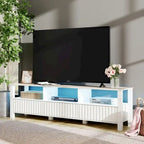 Meuble TV blanc pour téléviseur de 65 à 100 pouces avec éclairage LED, console TV moderne