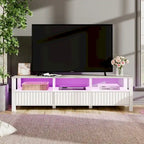 Meuble TV blanc pour téléviseur de 65 à 100 pouces avec éclairage LED, console TV moderne