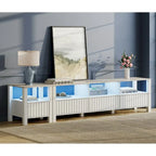 Meuble TV blanc pour téléviseur de 65 à 100 pouces avec éclairage LED, console TV moderne