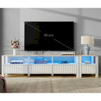 Meuble TV blanc pour téléviseur de 65 à 100 pouces avec éclairage LED, console TV moderne