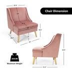 Fauteuil d'appoint rembourré en velours avec accoudoirs, pieds en caoutchouc - Voir détails