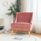Fauteuil d'appoint rembourré en velours avec accoudoirs, pieds en caoutchouc - Voir détails