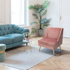 Fauteuil d'appoint rembourré en velours avec accoudoirs, pieds en caoutchouc - Voir détails