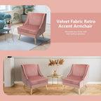 Fauteuil d'appoint rembourré en velours avec accoudoirs, pieds en caoutchouc - Voir détails