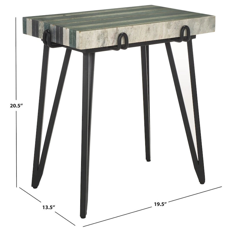 Table d'appoint Velimirka avec plateau en marbre (entièrement assemblée) - 49,5 cm l. x 34,3 cm P x 52,1 cm H - 20Wx14Dx21H