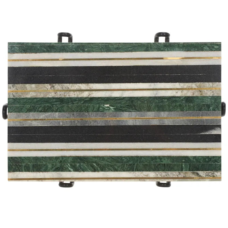 Table d'appoint Velimirka avec plateau en marbre (entièrement assemblée) - 49,5 cm l. x 34,3 cm P x 52,1 cm H - 20Wx14Dx21H