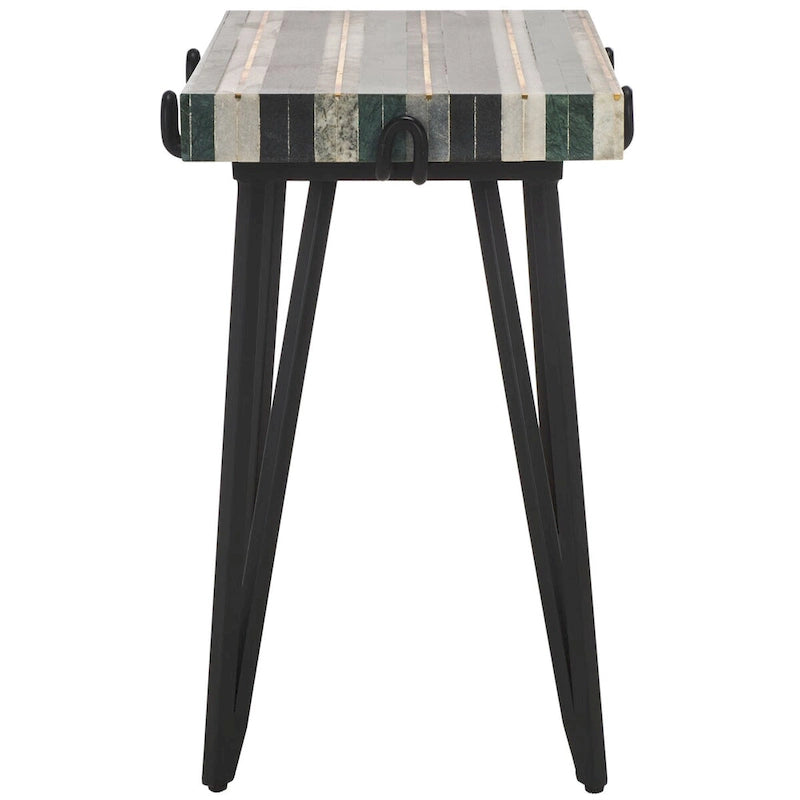 Table d'appoint Velimirka avec plateau en marbre (entièrement assemblée) - 49,5 cm l. x 34,3 cm P x 52,1 cm H - 20Wx14Dx21H
