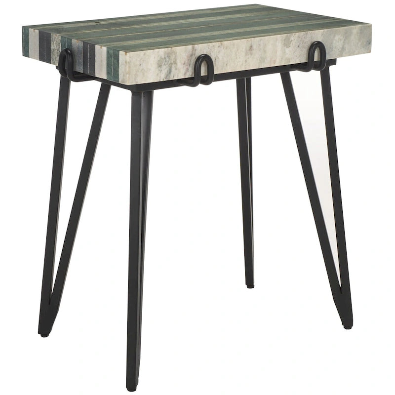 Table d'appoint Velimirka avec plateau en marbre (entièrement assemblée) - 49,5 cm l. x 34,3 cm P x 52,1 cm H - 20Wx14Dx21H