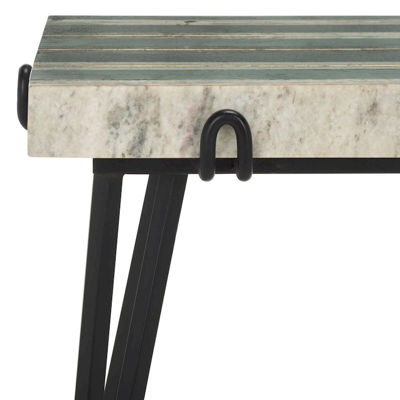 Table d'appoint Velimirka avec plateau en marbre (entièrement assemblée) - 49,5 cm l. x 34,3 cm P x 52,1 cm H - 20Wx14Dx21H