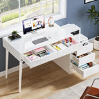 Coiffeuse moderne avec tiroirs, table de maquillage réversible (sans miroir)