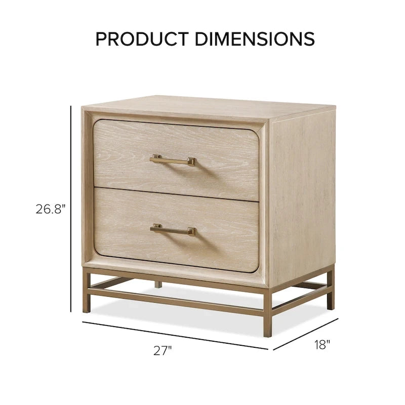 Ensemble de chambre Drayden en bois massif de chêne transitionnel 3 pièces : commode et 2 tables de chevet