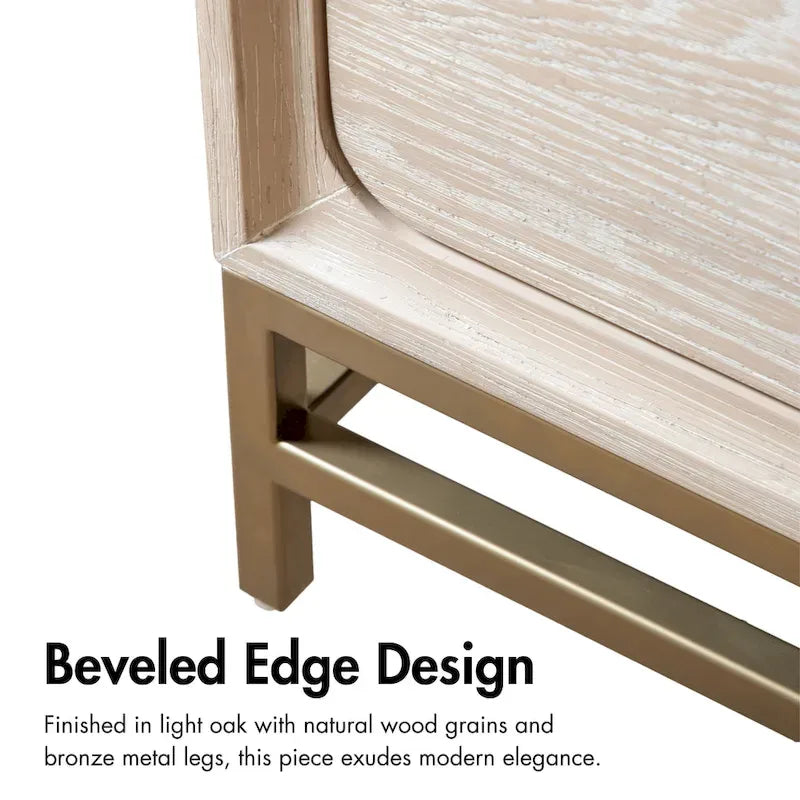 Ensemble de chambre Drayden en bois massif de chêne transitionnel 3 pièces : commode et 2 tables de chevet