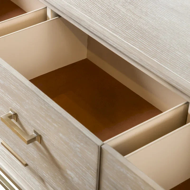 Ensemble de chambre Drayden en bois massif de chêne transitionnel 3 pièces : commode et 2 tables de chevet