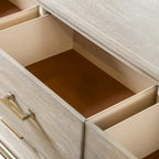 Ensemble de chambre Drayden en bois massif de chêne transitionnel 3 pièces : commode et 2 tables de chevet