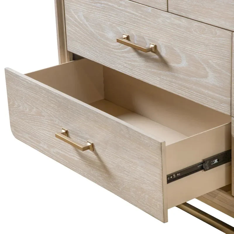 Ensemble de chambre Drayden en bois massif de chêne transitionnel 3 pièces : commode et 2 tables de chevet