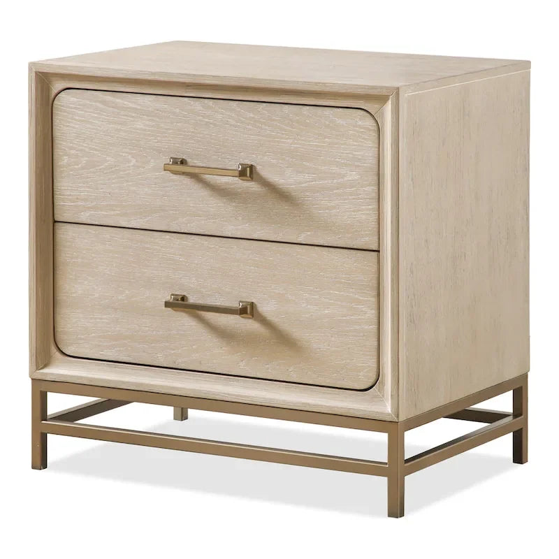 Ensemble de chambre Drayden en bois massif de chêne transitionnel 3 pièces : commode et 2 tables de chevet