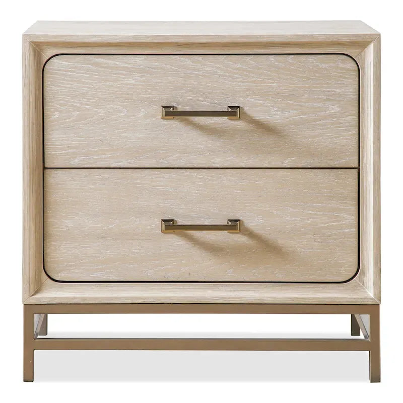 Ensemble de chambre Drayden en bois massif de chêne transitionnel 3 pièces : commode et 2 tables de chevet