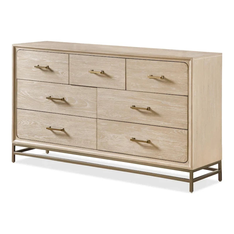 Ensemble de chambre Drayden en bois massif de chêne transitionnel 3 pièces : commode et 2 tables de chevet