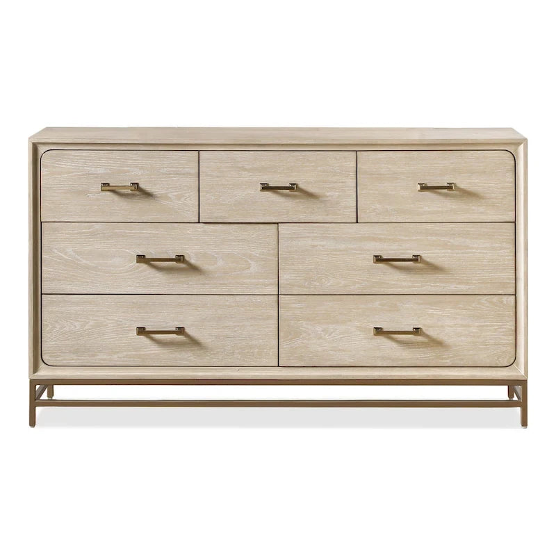 Ensemble de chambre Drayden en bois massif de chêne transitionnel 3 pièces : commode et 2 tables de chevet