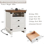 Table de chevet de ferme 18 po avec station de chargement, Table de chevet, Table d'appoint