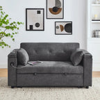 54 Pull-Out Sleeper Sofa Bed Double Seat Recliner Sofa Bed with Armrests with Storage and Side Pockets,with USB Power Outlet