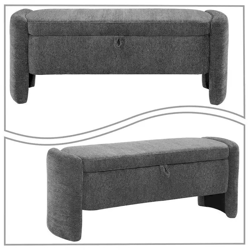 Banc de rangement en chenille, design minimaliste et élégant
