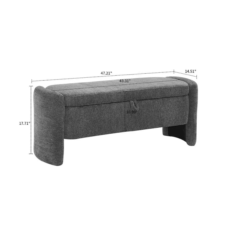 Banc de rangement en chenille, design minimaliste et élégant