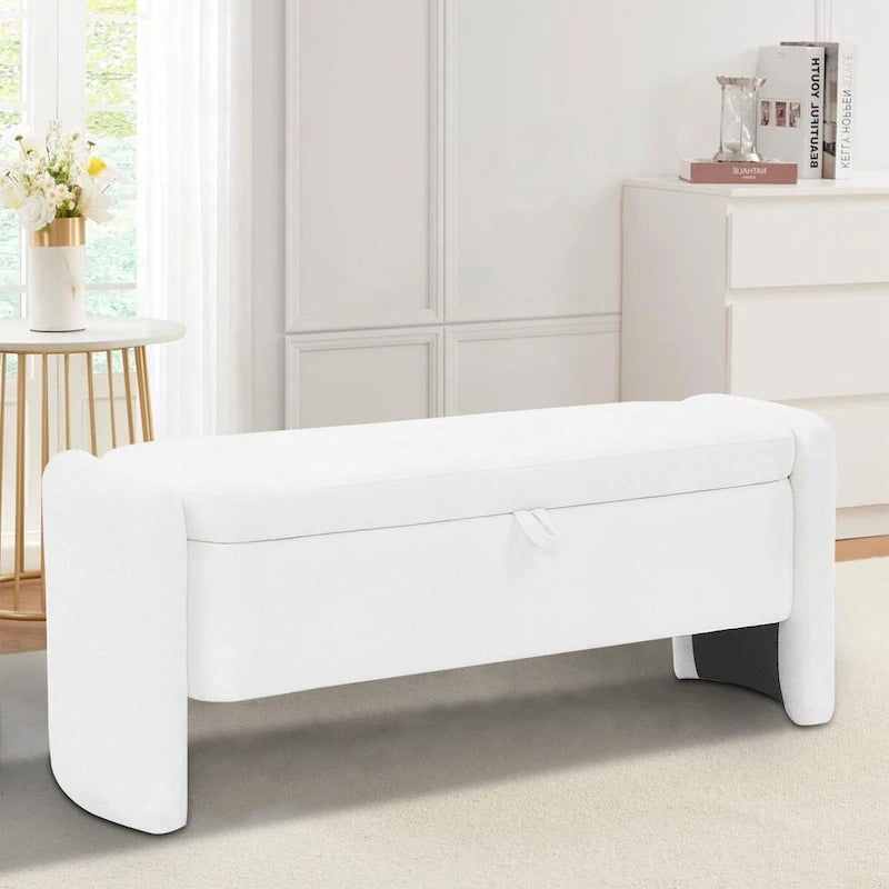 Banc de rangement en chenille, design minimaliste et élégant