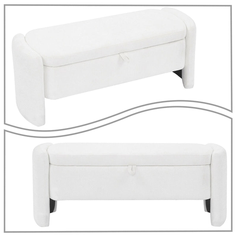 Banc de rangement en chenille, design minimaliste et élégant